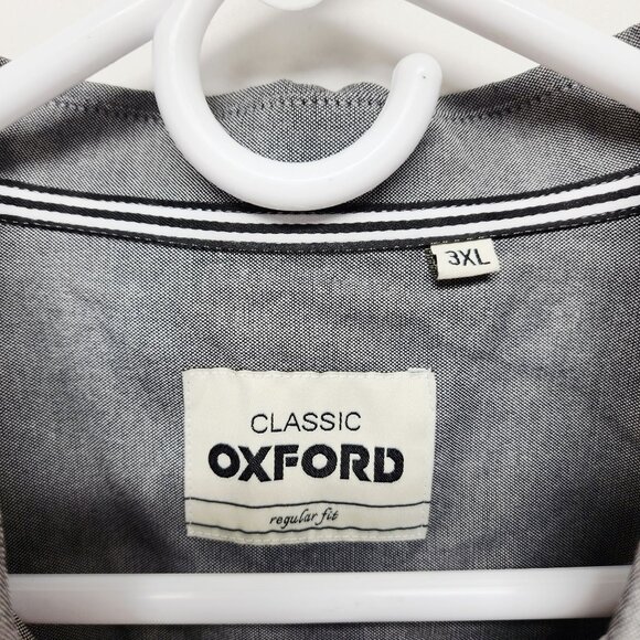 J ver Mens Classic Oxford Regular Fit Button-Up Shirt Size 3XL Gray Long Sleeve - Picture 2 of 7